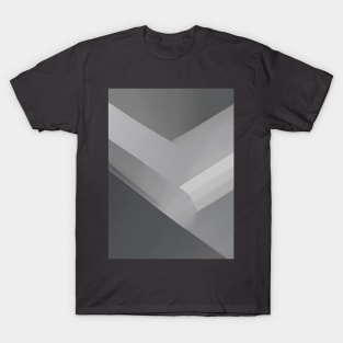 Abstract Gray and White Lines T-Shirt